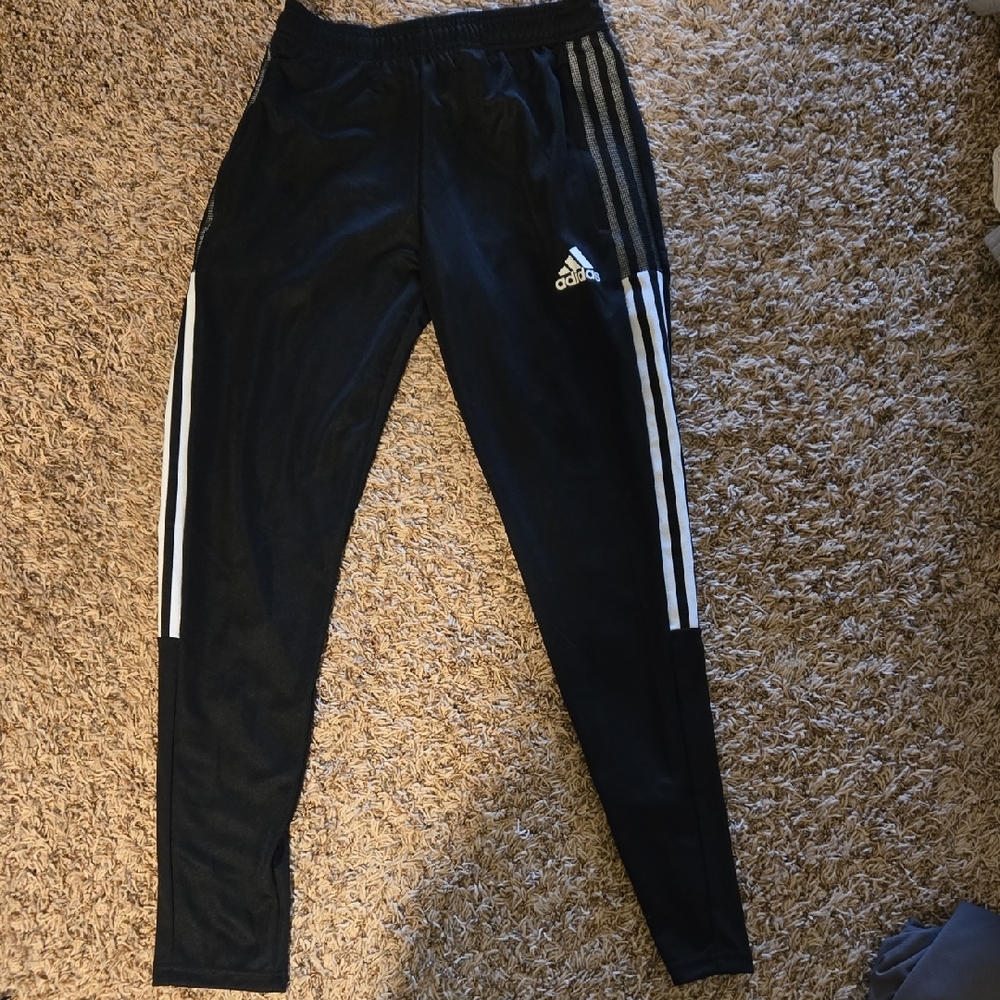 adidas Black Jogger Sweatpants with White Three-Stripes